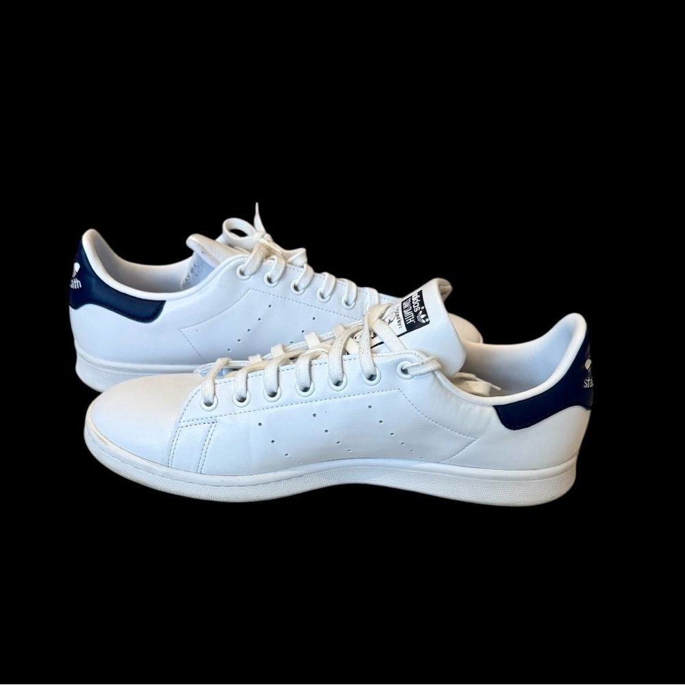 Adidas Stan Smith White/Navy Sneakers, Size 10.5 US Men's Great Condition In Box - Picture 6 of 9